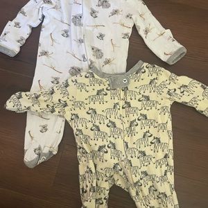 2 Burt's bees cotton footie pajamas